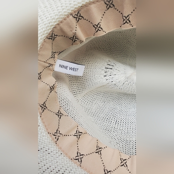 Nine West Floppy Cream Hat Suede accent one Size - Picture 7 of 9